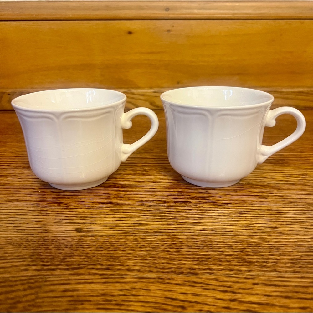 Vintage Japan Federalist Ironstone White Coffee Mugs/tea Cups 8oz. 4238 Set Of 2